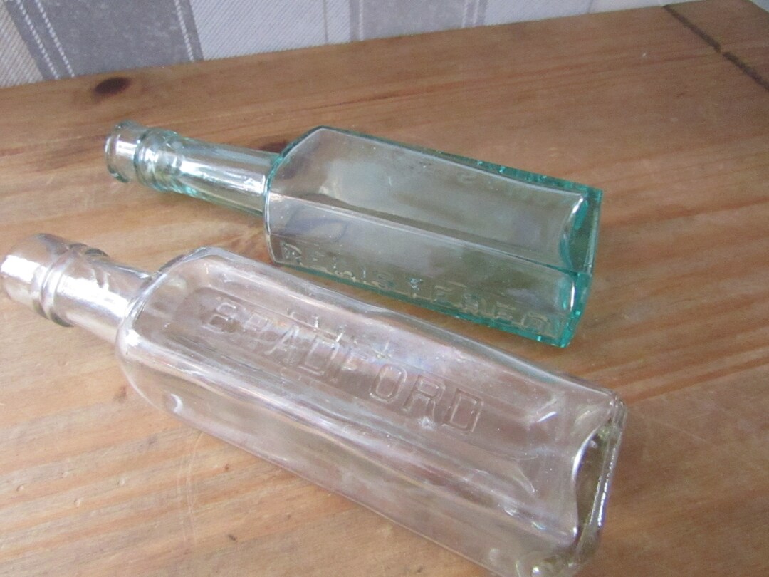 Glass Bottles Vintage Glass Bottles Names/writing on Bradford Sauce Peter Etsy