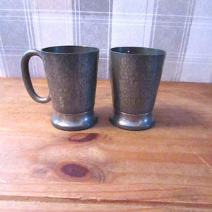 Vintage Hand Hammered Argent Pewter Tankards - Set of 2