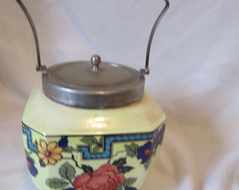 Biscuit barrell - Vintage Art Deco - Flosmaron Pottery Biscuit barrell - English Made - Cookie Jar