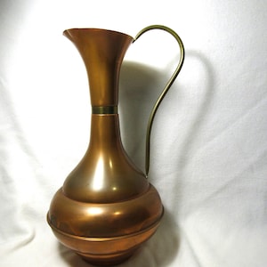 Copper Brass Pitcher - vintage  -vase -jug
