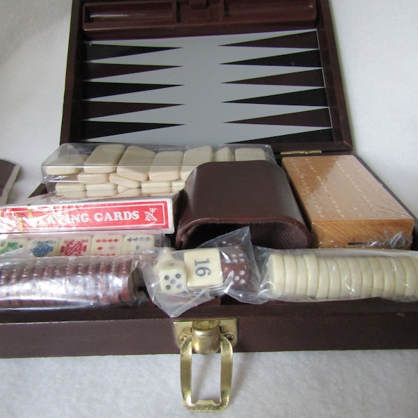 Games - Compact Multi Board Games Board. Backgammon Cribbage, Poker Dice DOMINOES