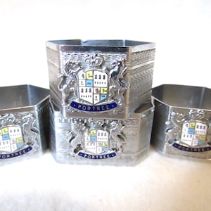 Set of Vintage Napkin Rings - Portree Isle - of Skye Crest - Souvenir - Scotland