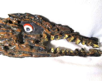 African art Crocodile - Wooden alligator - Crocodile - African art - Unique - Unusual - One of a kind