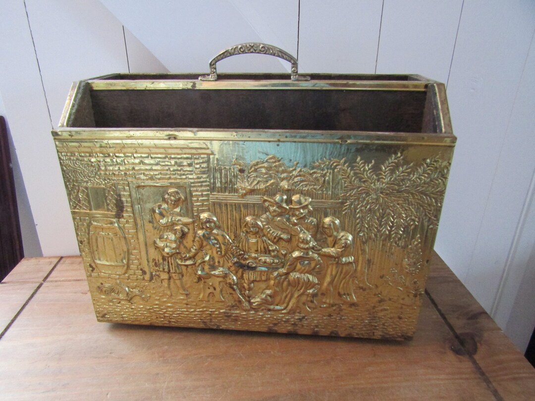 Vintage Brass Magazine Rack - Old Brass Newspaper Rack - Magazine ...