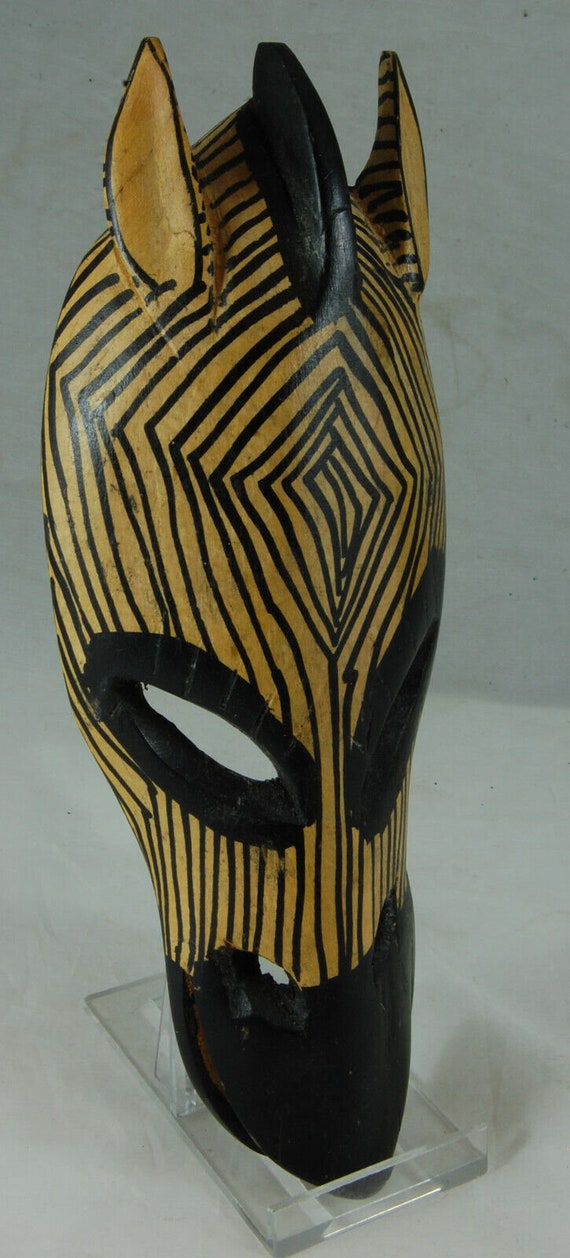 ヴィンテージ木製ゼブラマスク壁飾り：手作りのアフリカの装飾 - Etsy 日本