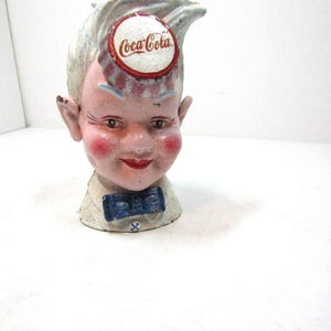 Vintage Coca Cola Sprite Boy advertising figure = cast iron bank - Heavy Piece