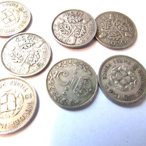 Coins - British Silver Threepence - Silver currency British - 3d coins - Collectible