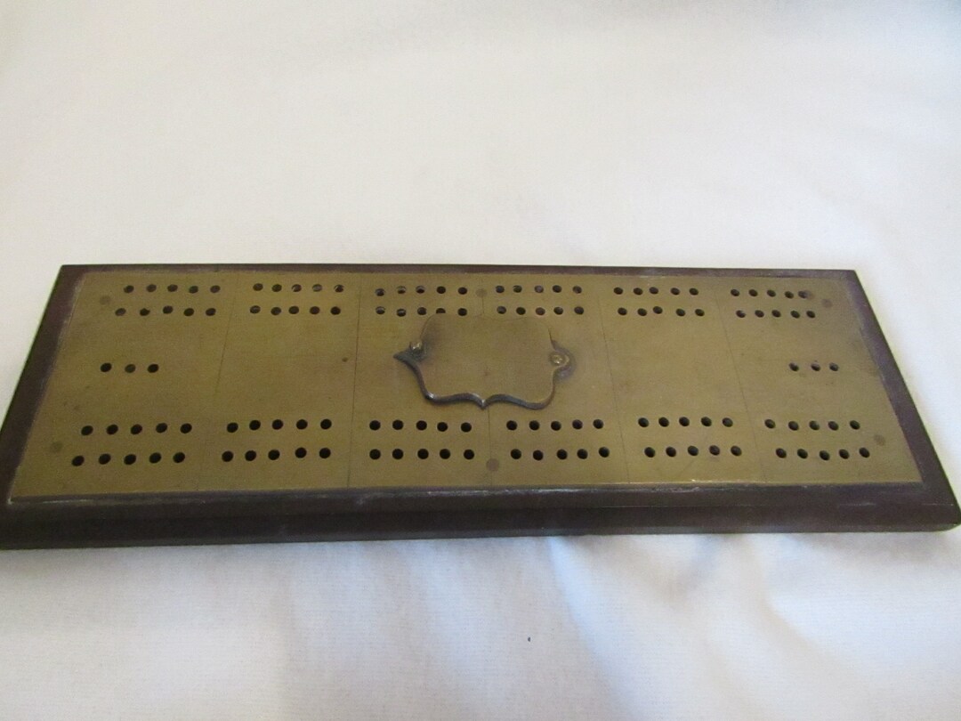 Victorian Cribbage Board No Pins Brass on Marble or Etsy