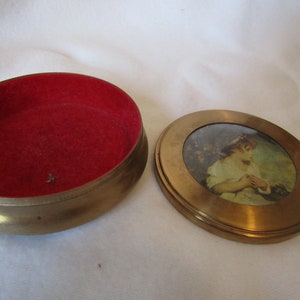 Trinket Bx - Young Girl picture Trinket box - Brass effect