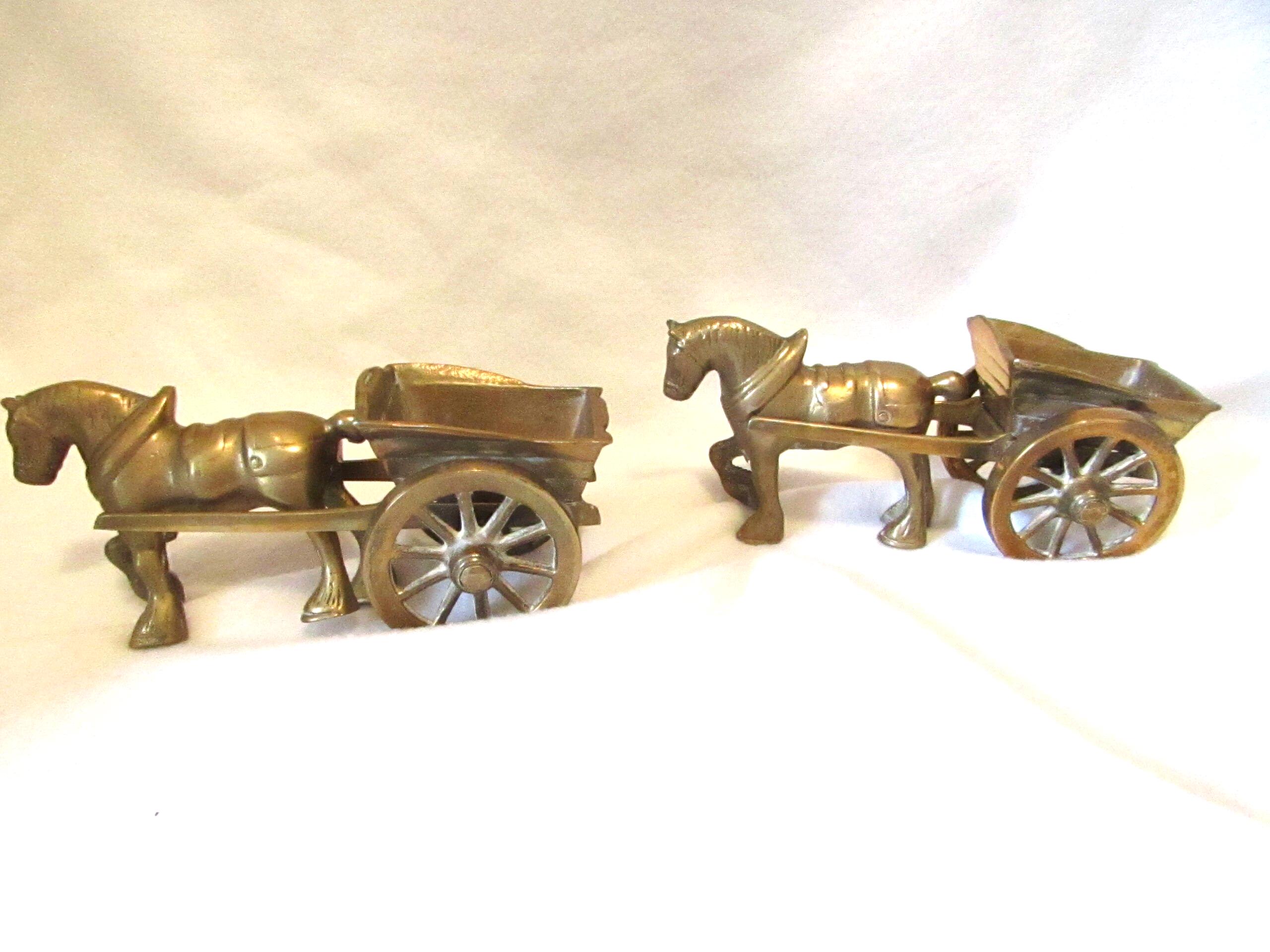 ヴィンテージ真鍮製馬と荷車の置物 - 重厚な真鍮製装飾品 - Etsy 日本