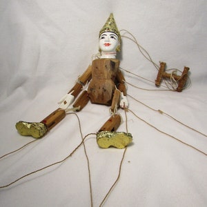 Handcrafted Thai Puppets - Wooden String Puppet - Marionette Puppet Thailand - Asian Puppet - Vintage