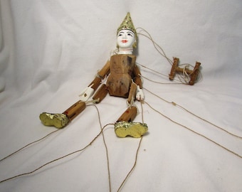 Vintage Handcrafted Thai Wooden Marionette Puppet