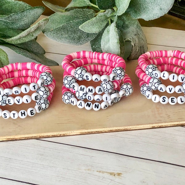 Kids Sports Bracelet/Soccer Bracelet/Softball Bracelet/Baseball Bracelets/Vinyl Disc Bracelets/Beaded Bracelet/Name Bracelets/Customizable