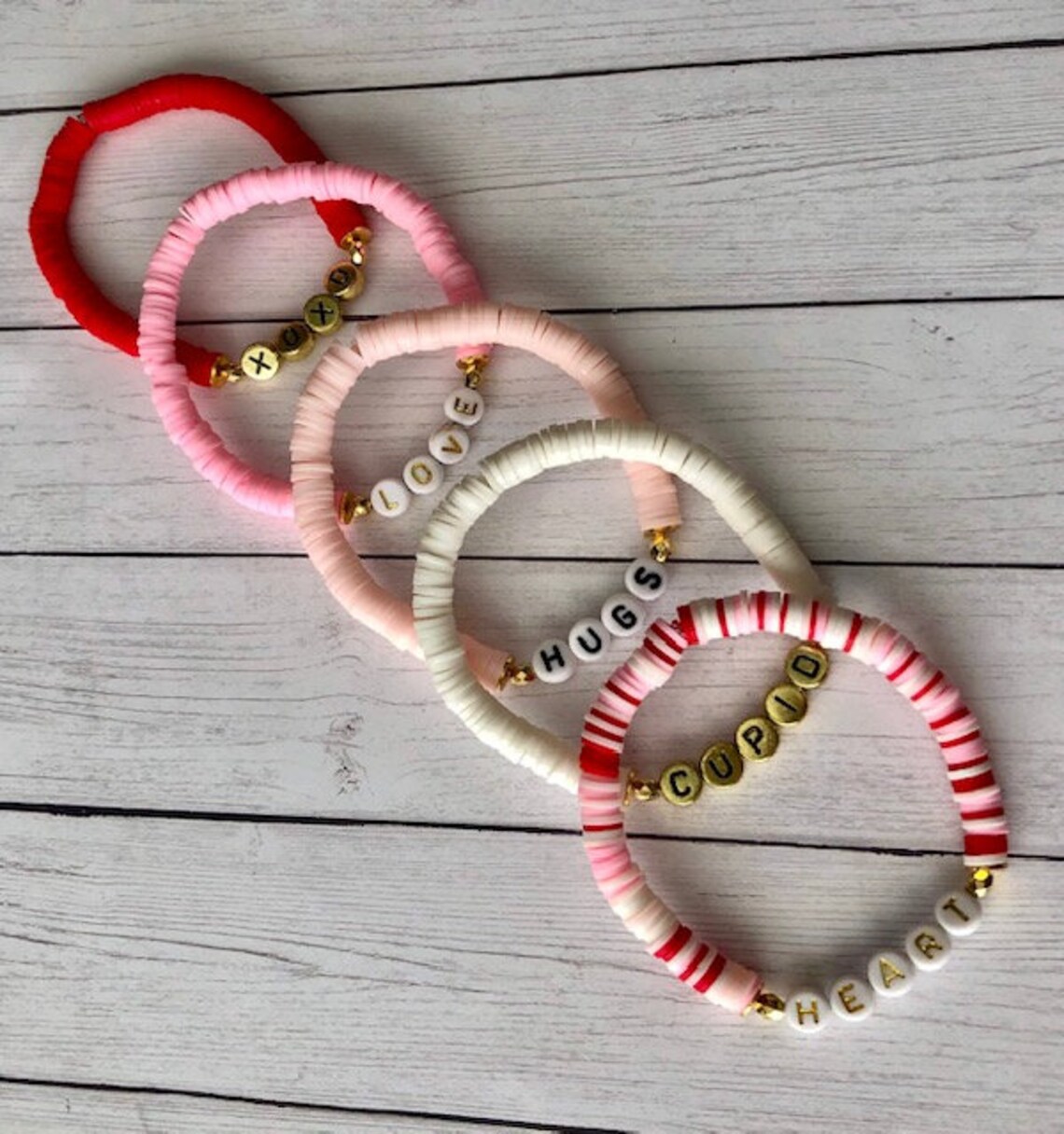 Valentine Heishi Clay Bracelet/6mm/Soft African Vinyl Etsy