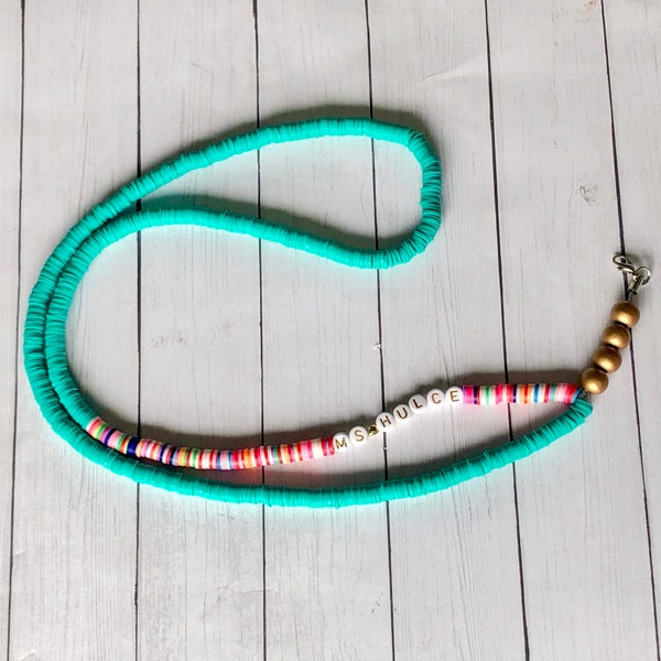 Lanyard/Mask Lanyard/6mm Heishi/Soft African Vinyl Beads/Vinyl Disc Beads/Customizable/Mask Holder