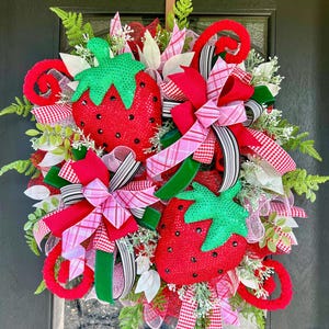 Handmade Strawberry Wreath: Summer Berry Door Decor