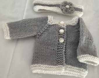 Gray and White Hand Knit Sweater for 18 inch Doll