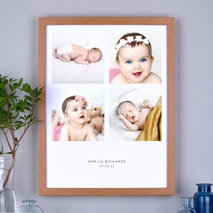 Gepersonaliseerde babyafdruk met vier foto&#39;s