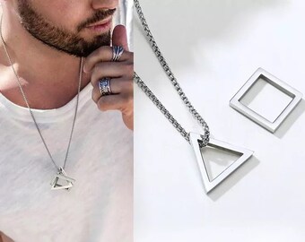 Mens Necklace Triangle Necklace 