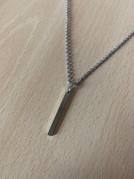 Steel Bar Pendant Chain Necklace Mens Necklace Womens Necklace