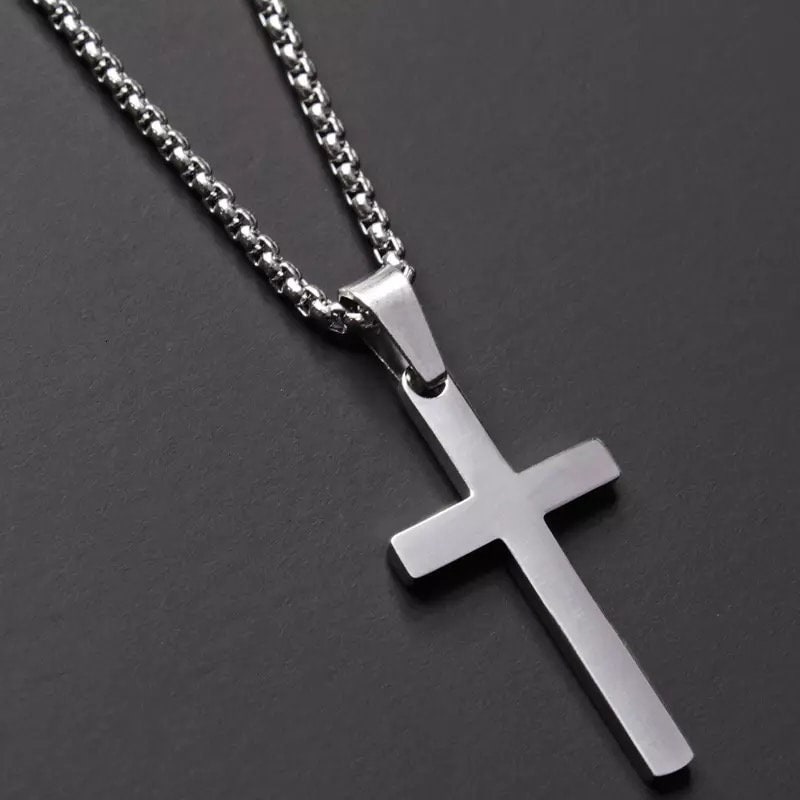 Small stainless steel cross necklace clearance