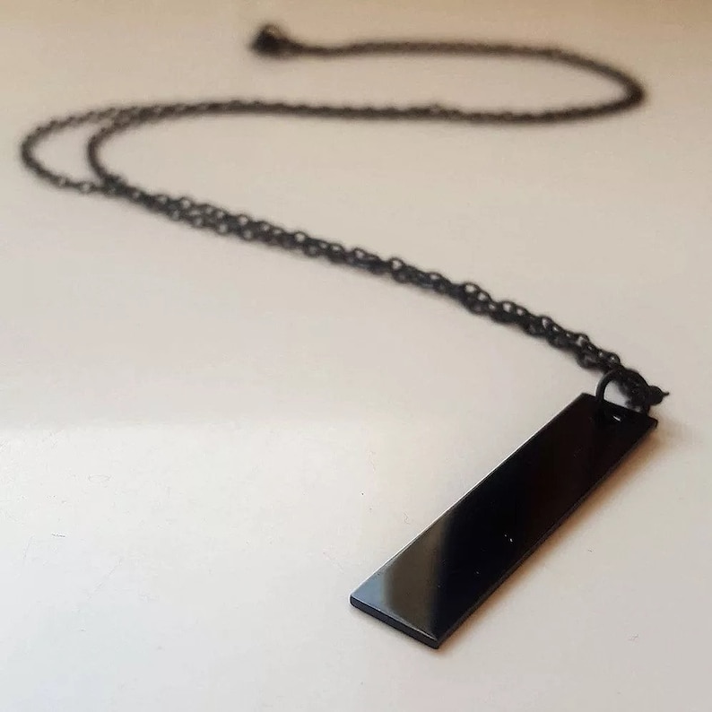 Black Bar Necklace Gold Bar Mens Pendant Mens Necklace Etsy UK