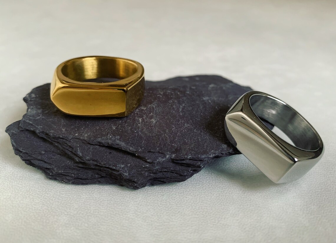 Mens Ring Flat Top Ring Rings for Men Stainless Etsy UK