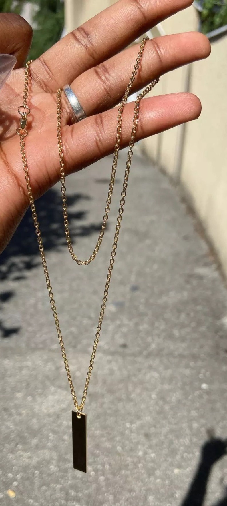 Black Bar Necklace Gold Bar Mens Pendant Mens Necklace Etsy UK