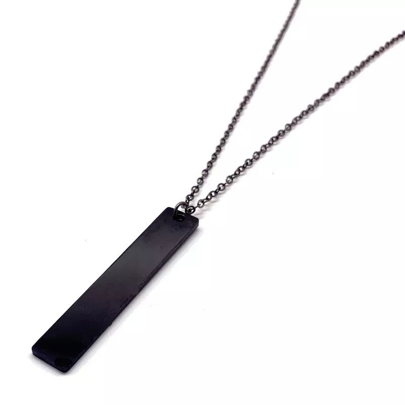 Black Bar Necklace Gold Bar Mens Pendant Mens Necklace Etsy UK