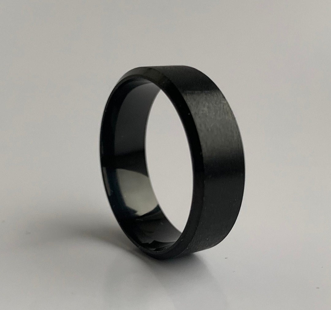 Titanium Style Black Ring Mens Black Ring Black Band Ring Rings for Men ...