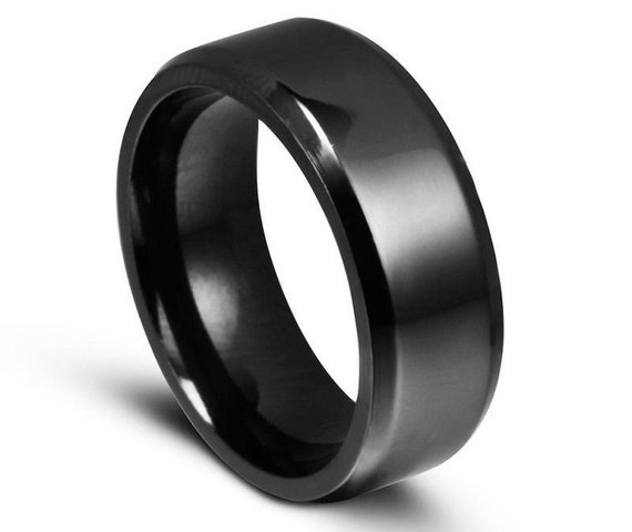 7.5mm Width Bevel Edge Titanium Ring, Mens Wedding Band, Made to Order |  eBay