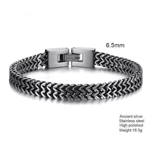 Fox Tail Bracelet - Silver Chain Bracelet - Mens/Womens Bracelet - Double Franco Link - Stainless Steel