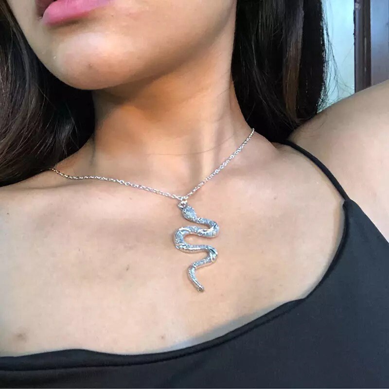 Snake Necklace Snake Pendant Womens Necklace Stainless Etsy UK