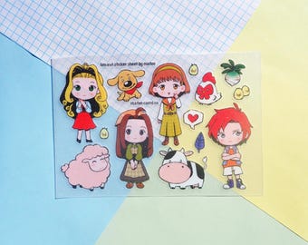 harvest moon a wonderful life A6 sticker sheet