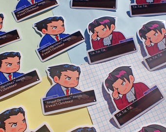 Ace Attorney Phoenix Wright und Miles Edgewertiger Aufkleber