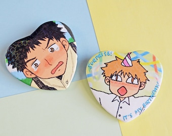 oofuri abe and mihashi holographic heart button