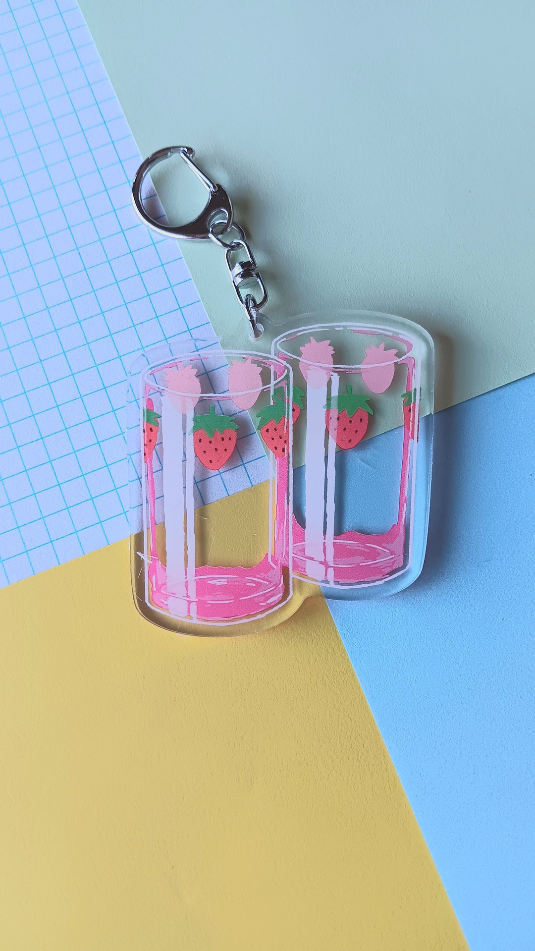 Nana Strawberry Glasses Manga Acrylic Charm Keychain Etsy