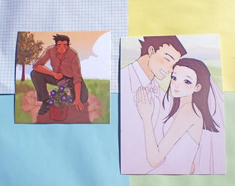 ace attorney gumshoe, phoenix and iris prints