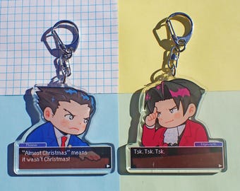 ace attorney phoenix wright and miles edgeworth acrylic charm