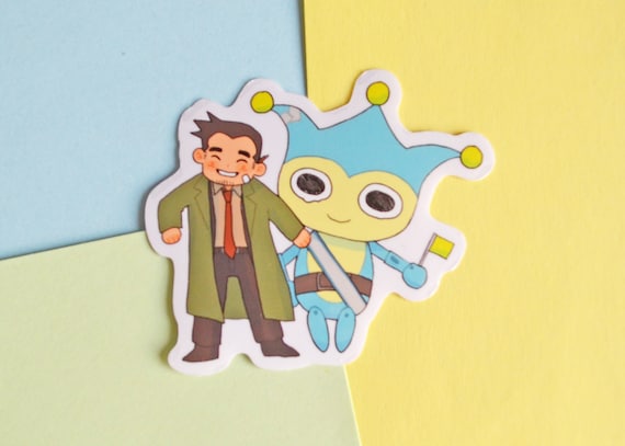 ace attorney detective gumshoe and blue badger clear sticker