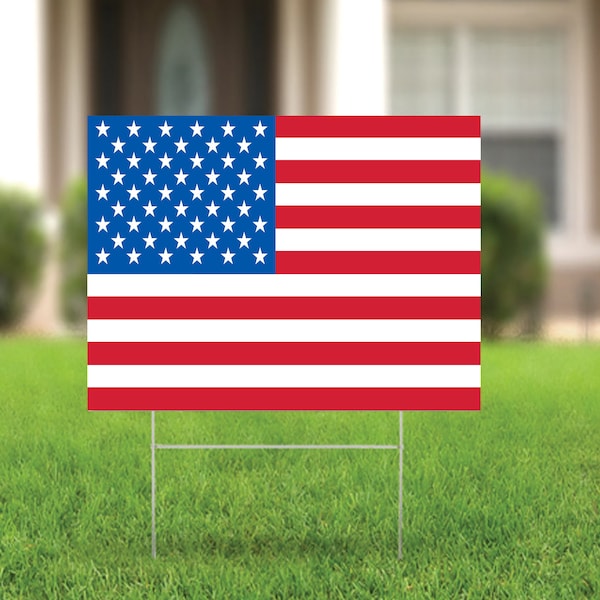 American Flag Yard Sign, Patriotic Yard Sign, Yard Sign with H-Stake, Single & Double-Sided Political Sign