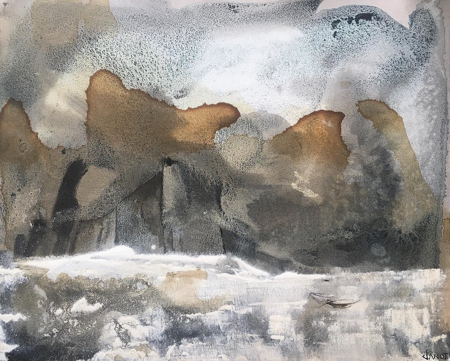 La Forteresse [Dessin Original, Peinture Originale à L'aquarelle et Acrylique sur Toile, Art Mural]