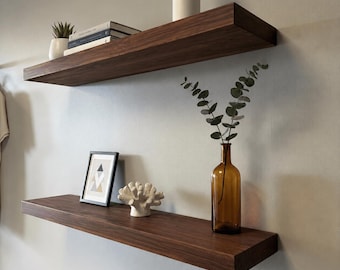 Solid Walnut Floating Shelf with Hidden Bracket - 1.75" Thick