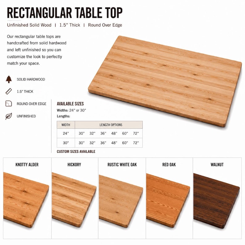 Plateau de table rectangulaire en bois massif | Plateau de table brut pour restaurant et bar image 1