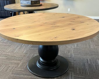 Handcrafted 60" Round Pedestal Base with Knotty Alder Top – Ready to Ship