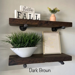 Rustic Wood Shelves W/Pipe Hardware