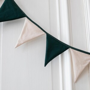 Fabric garland dark green and natural image 4