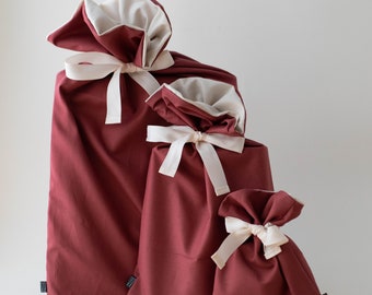 Rust red and natural gift bag