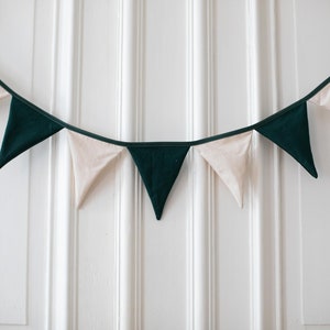 Fabric garland dark green and natural image 2