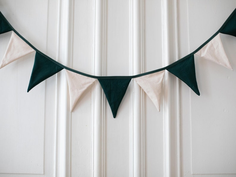 Fabric garland dark green and natural image 2